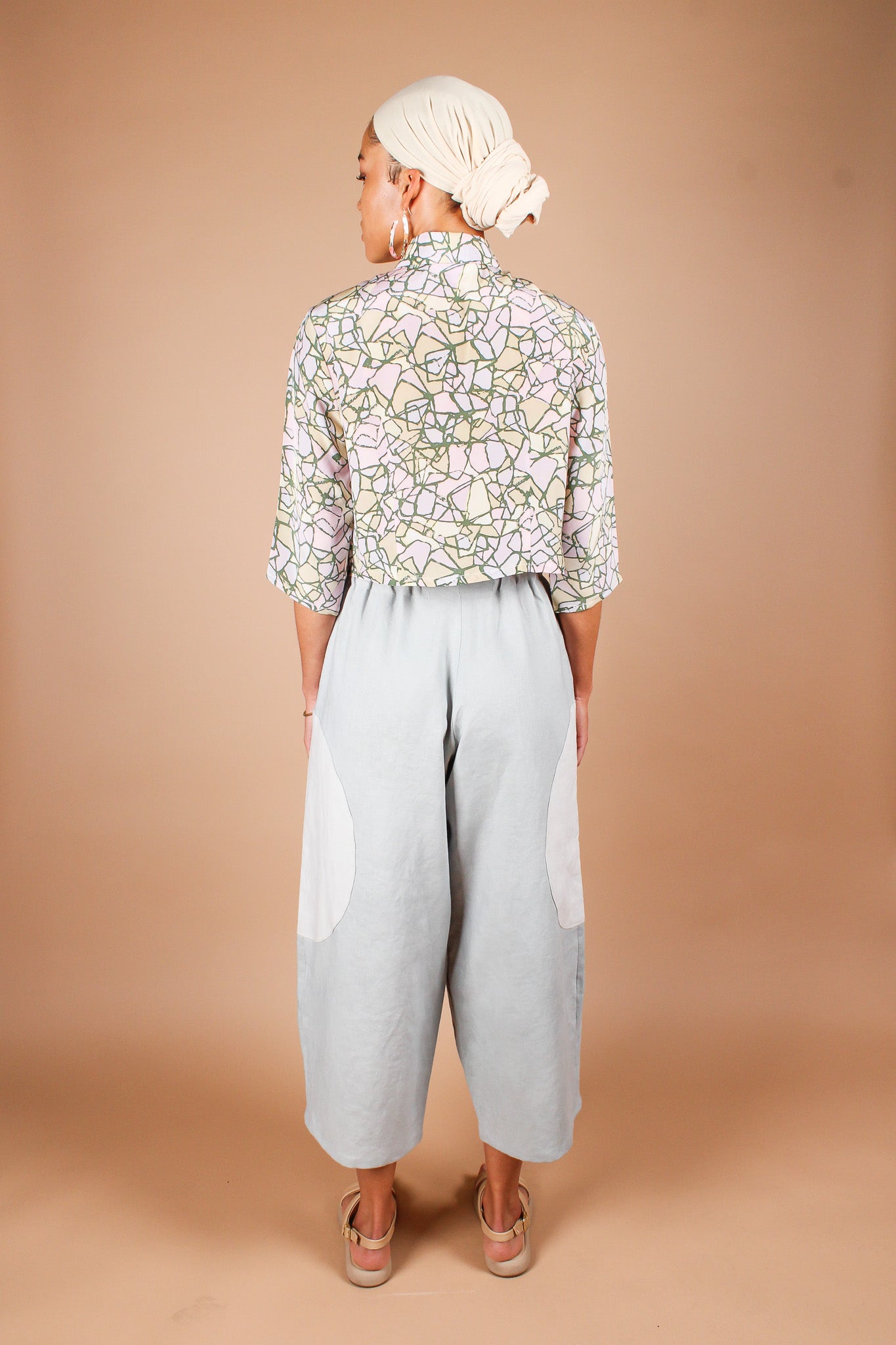 Redesigned Silk Crop Shirt in Crystalline Size M