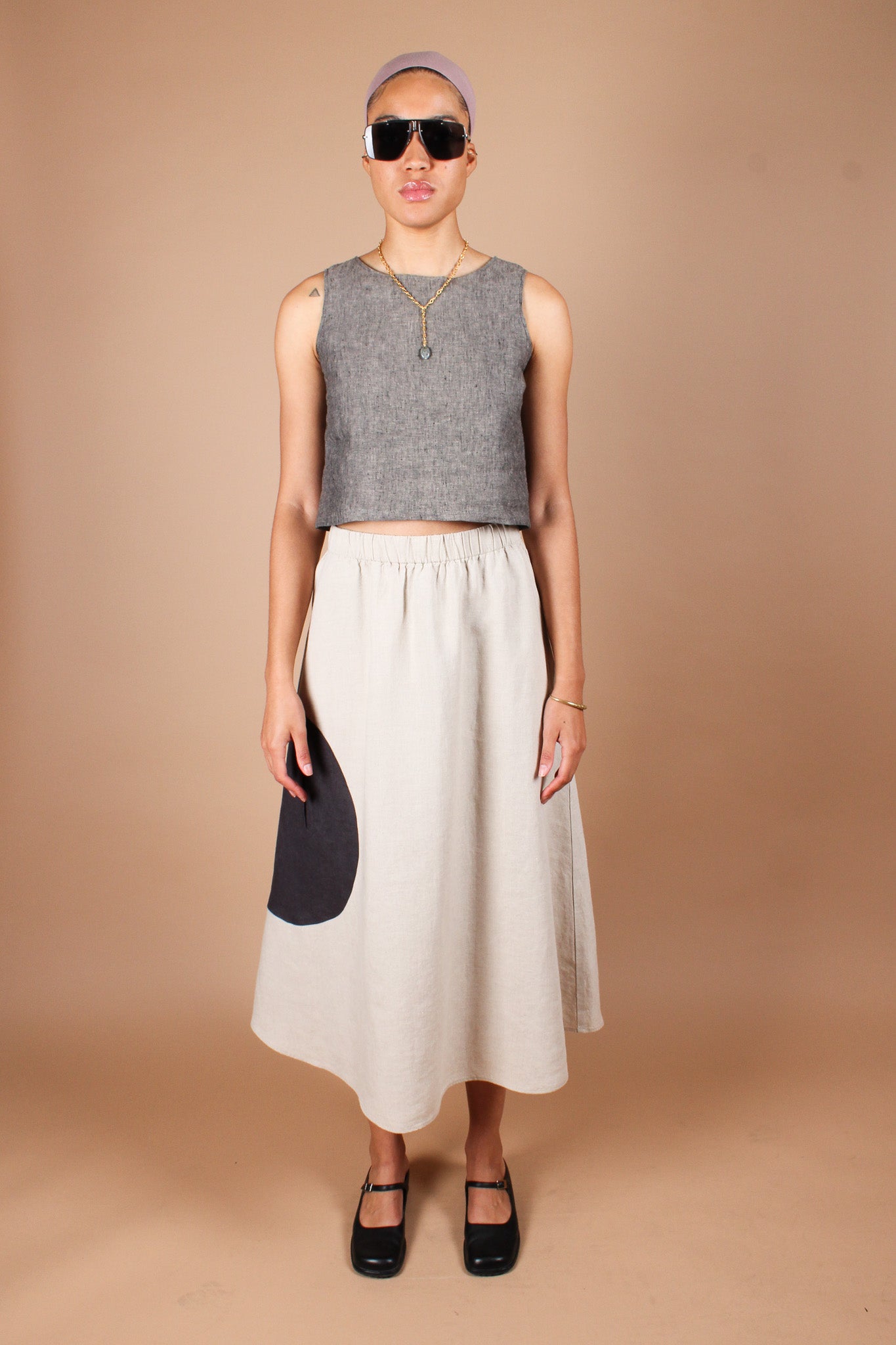 Redesigned Circle Pocket Linen Skirt Size XL