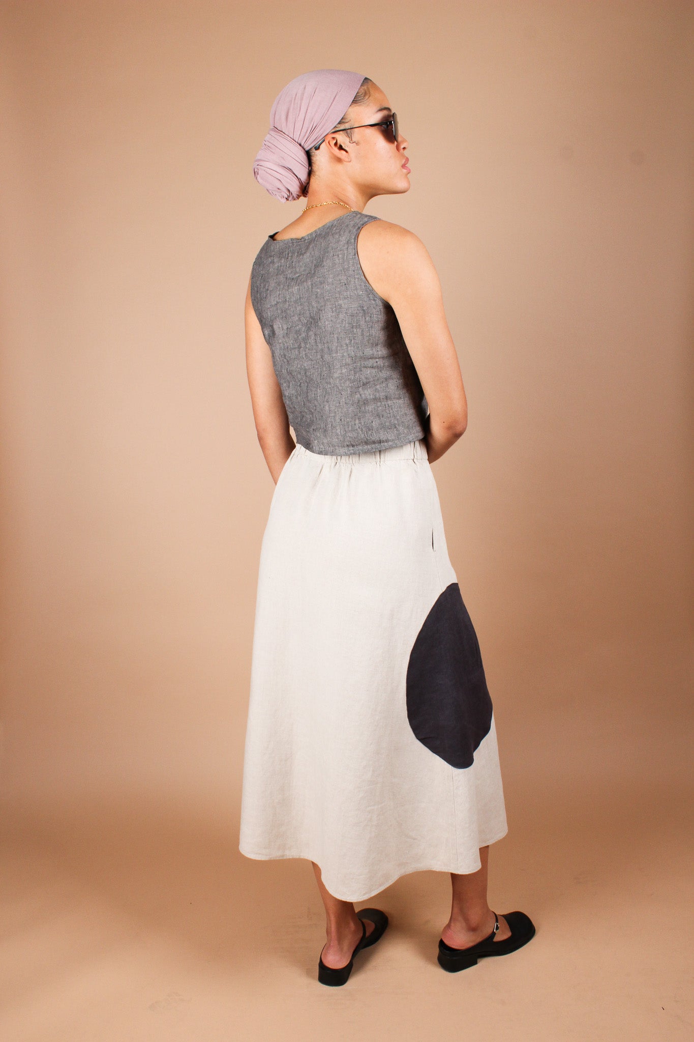 Redesigned Circle Pocket Linen Skirt Size XL