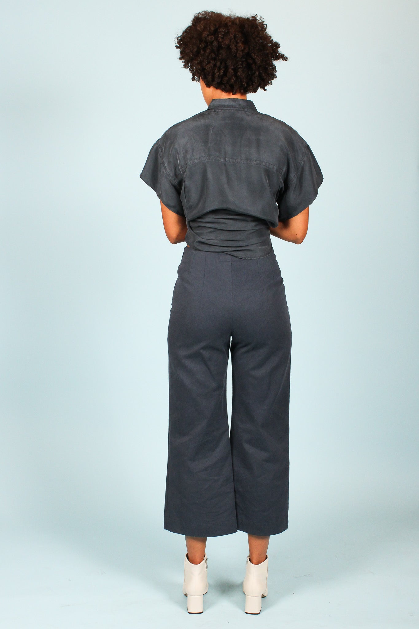 Redesigned Silk Trim Shirt in Slate Size L