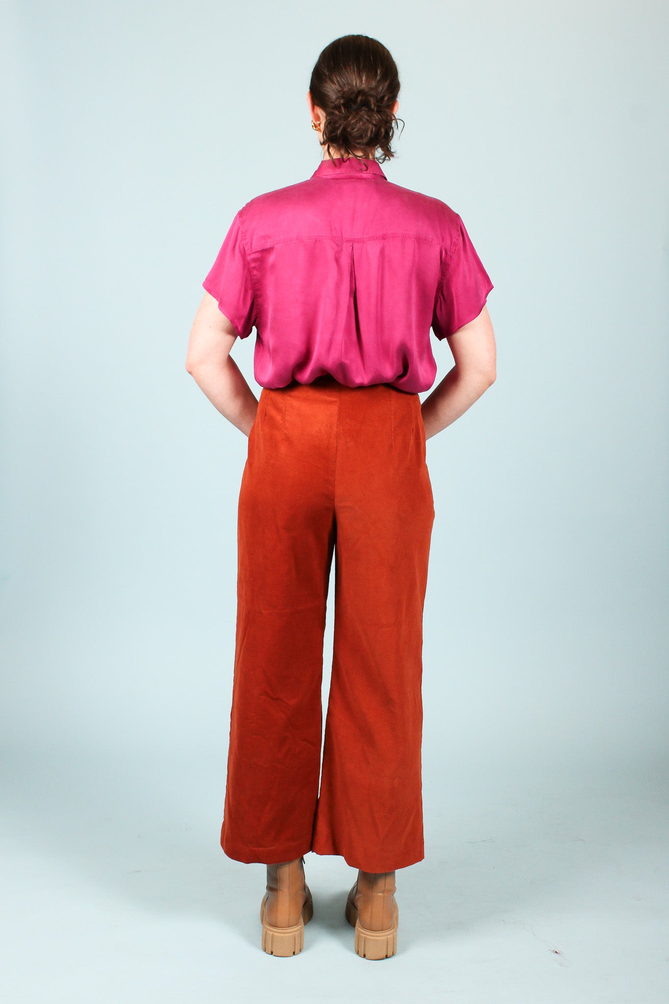 Redesigned Silk Trim Shirt in Fuchsia Size M