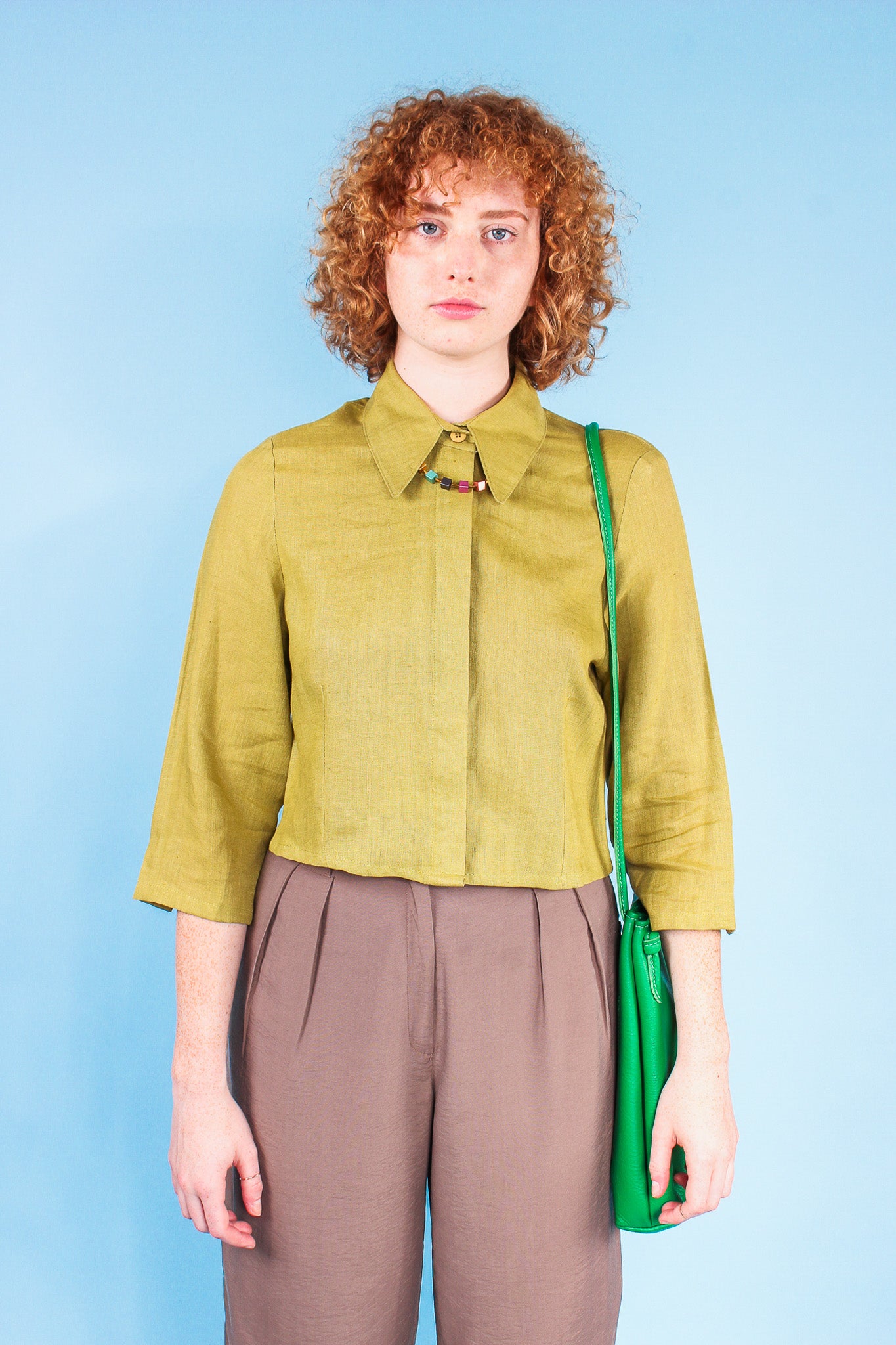 Pear Redesigned Vintage Linen Top Size M