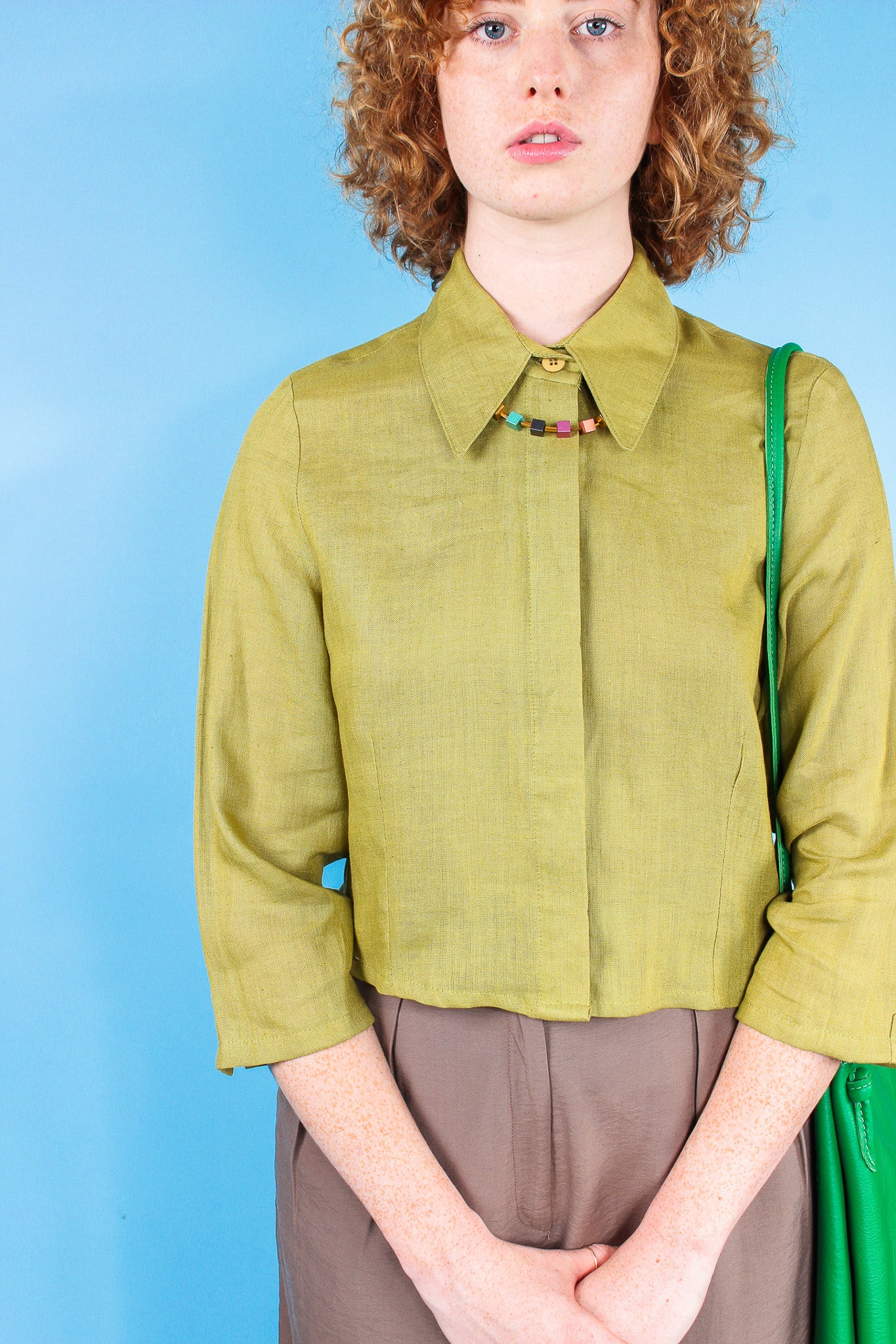 Pear Redesigned Vintage Linen Top Size M