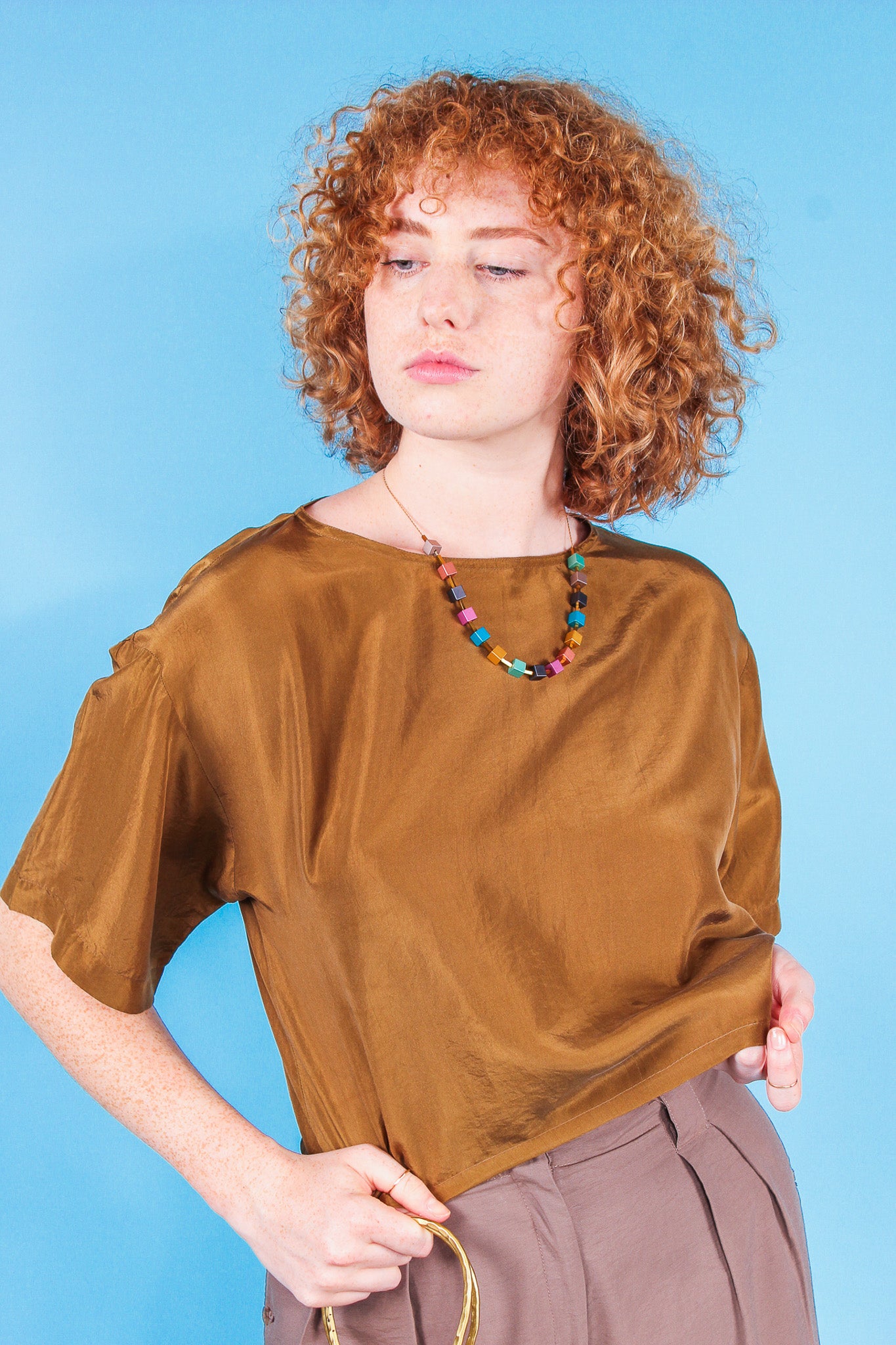 Walnut Redesigned Vintage Silk Tee Size S