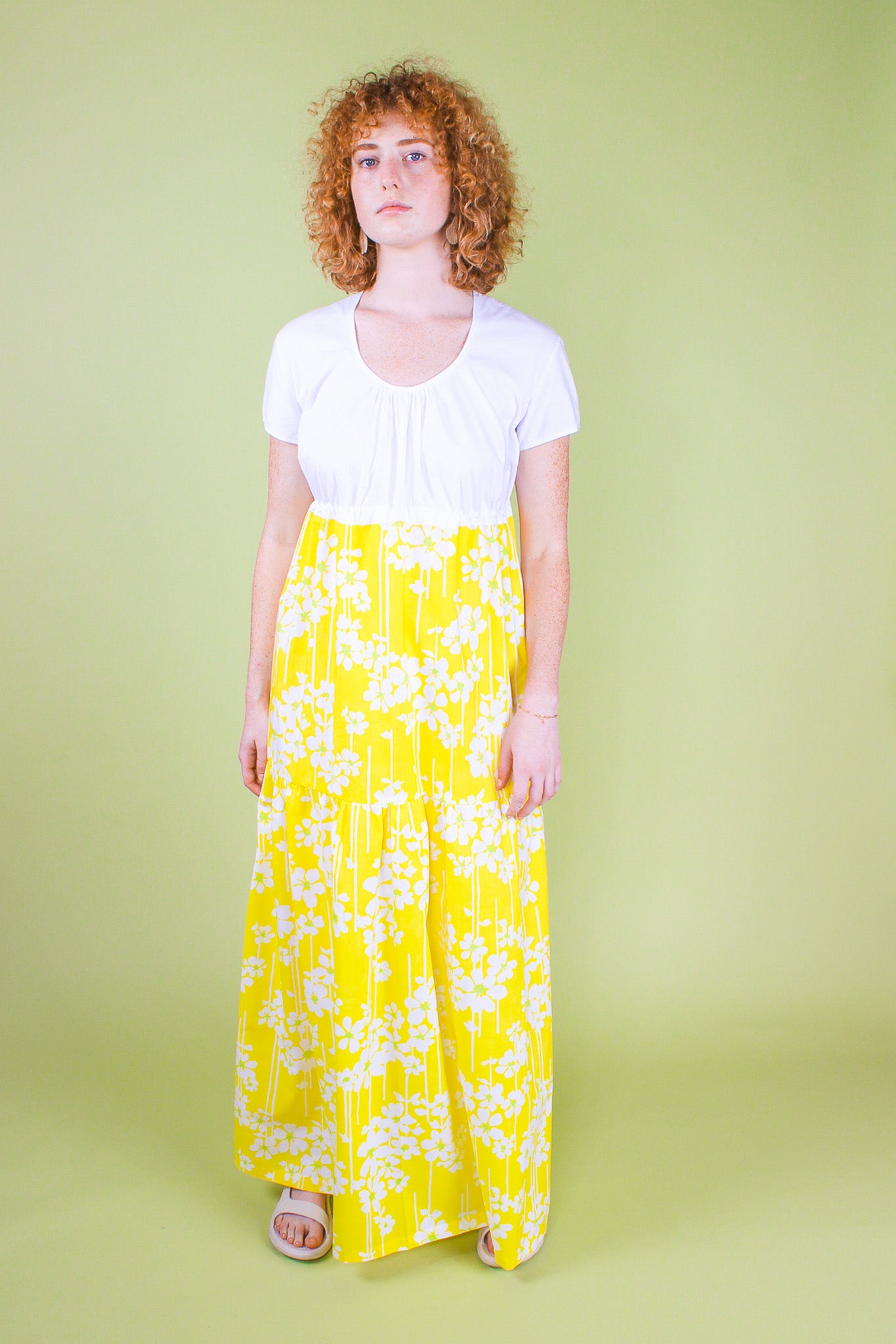 Handmade Lemon Floral Maxi Dress Size L