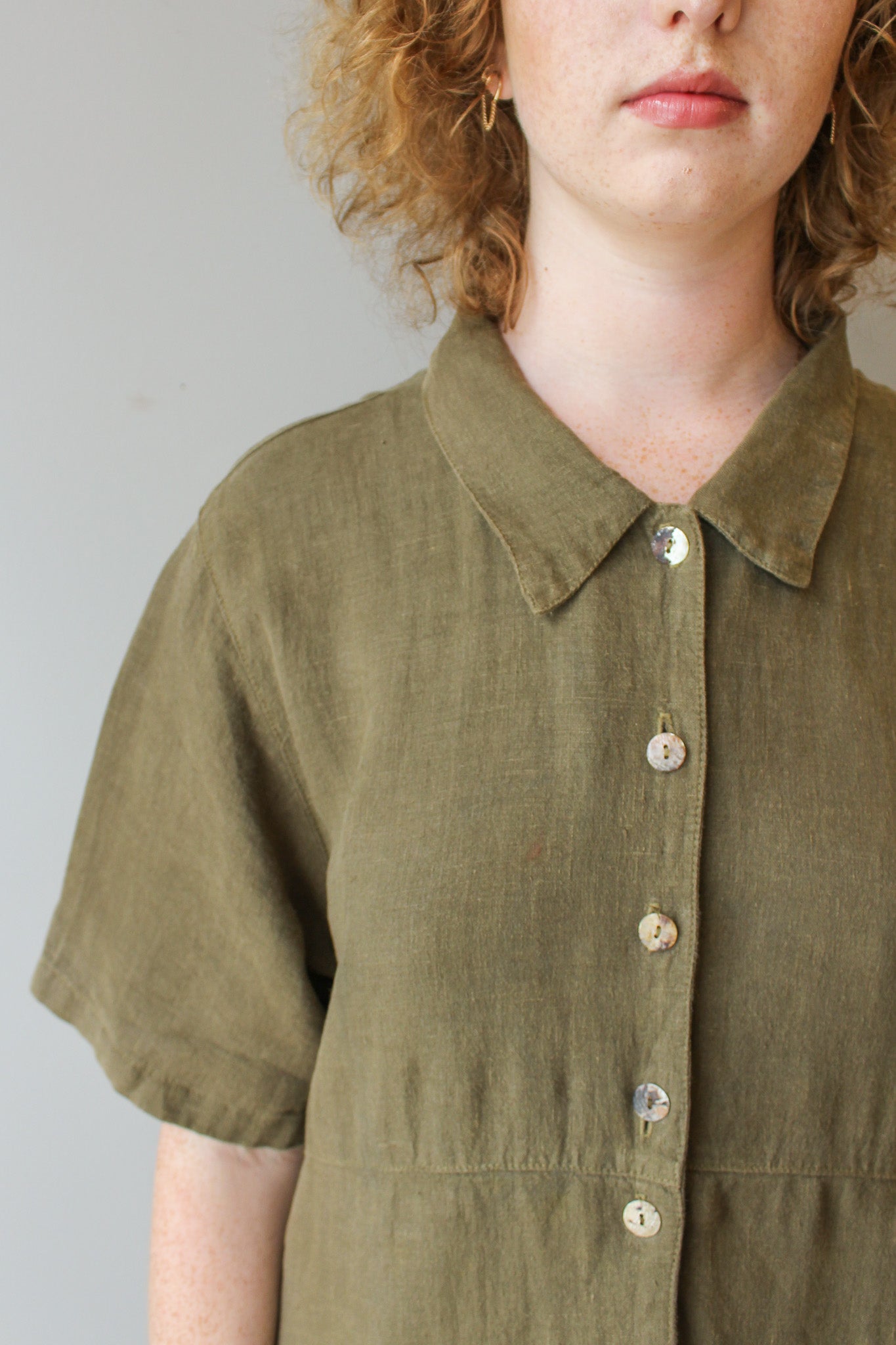 Vintage Collard Maxi Linen Dress Size XL