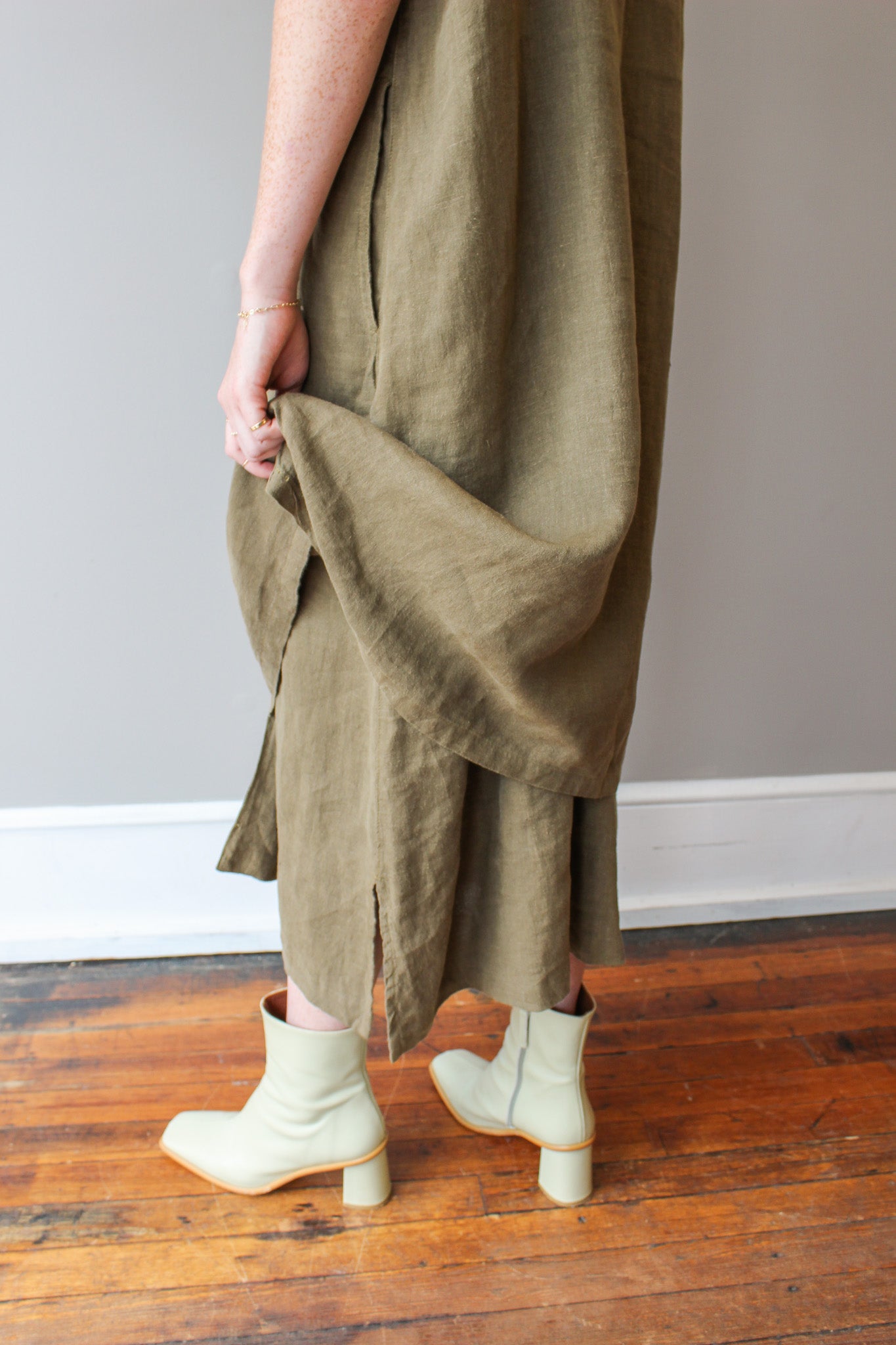 Vintage Collard Maxi Linen Dress Size XL