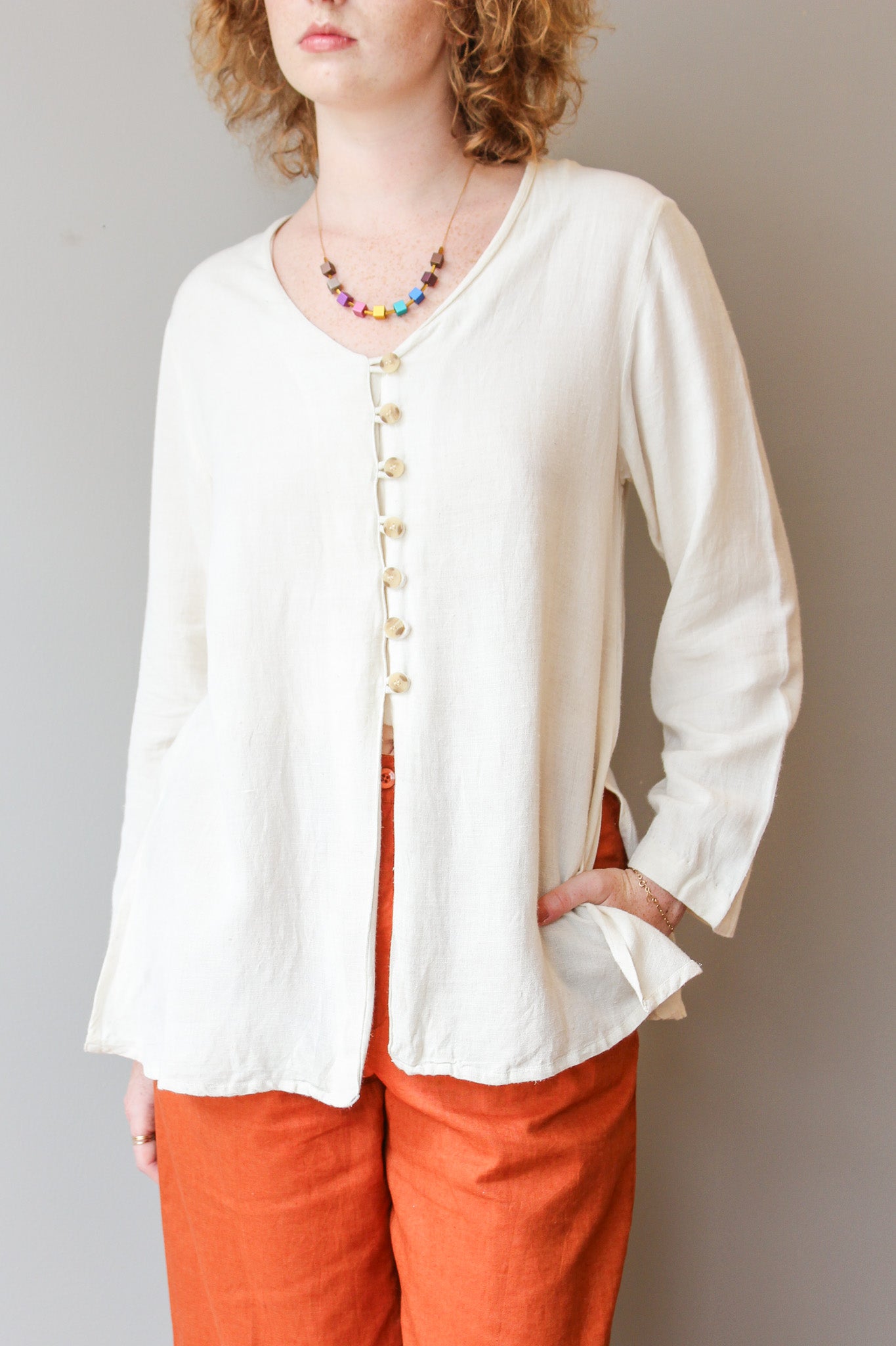 Vintage Cashew Linen Tunic Size M