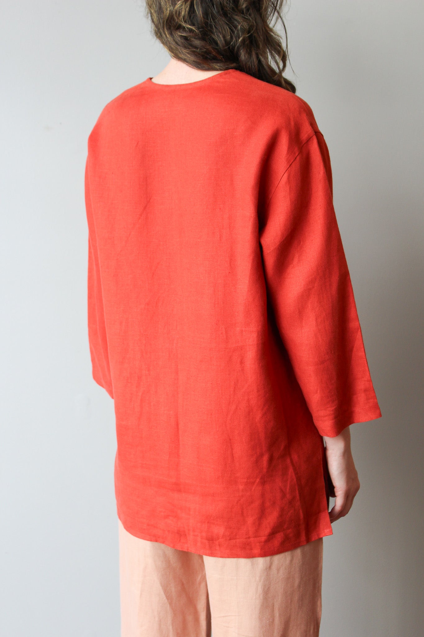 Vintage V-Neck Linen Jacket Size L