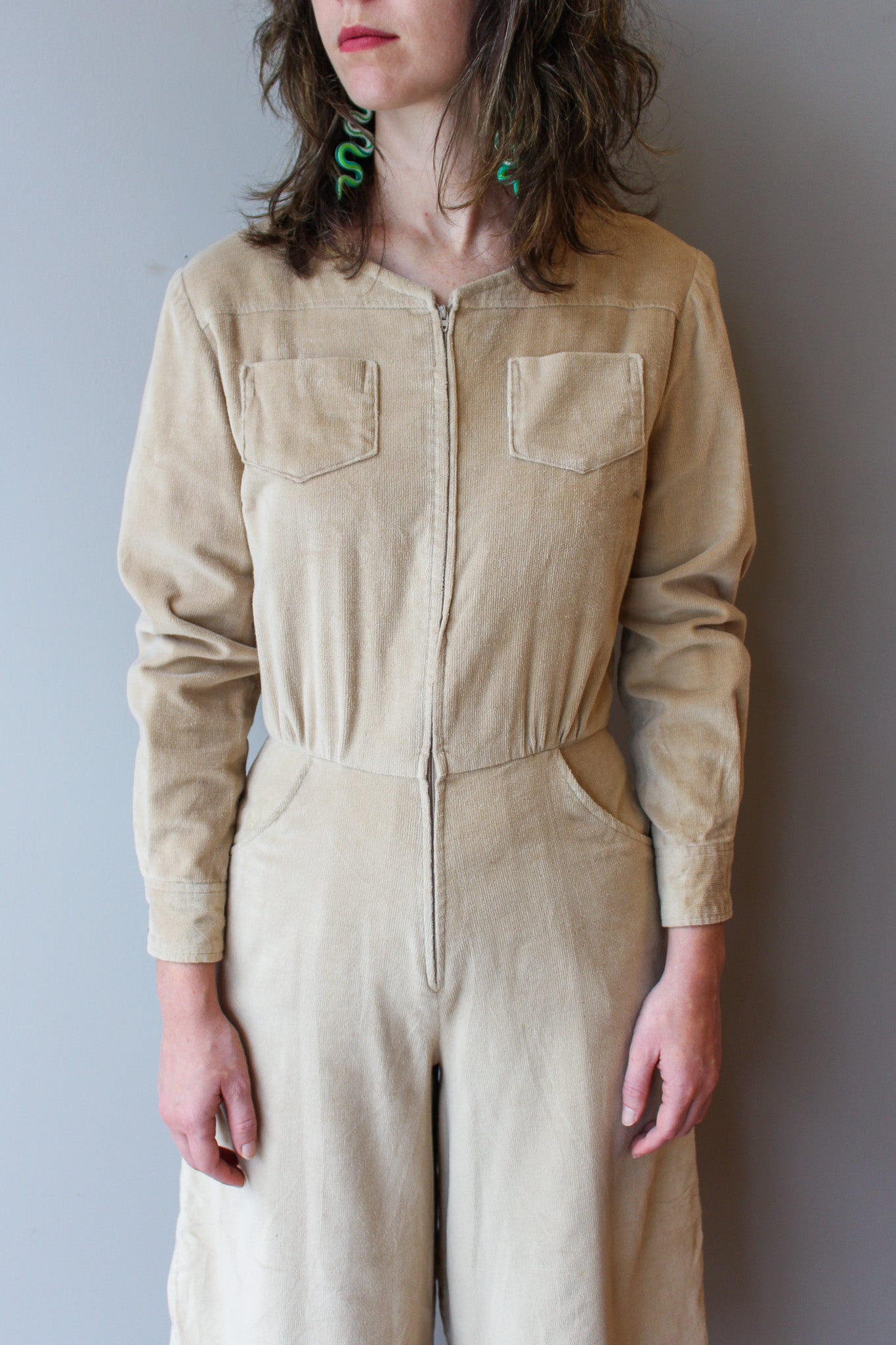 Vintage Corduroy Culotte Jumpsuit Size S