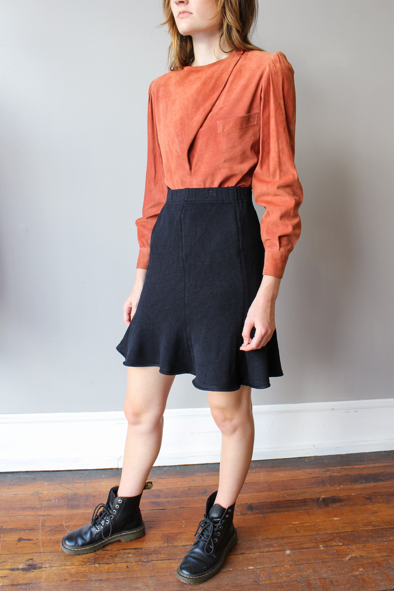 Vintage St. John Black Knit Skirt Size XS