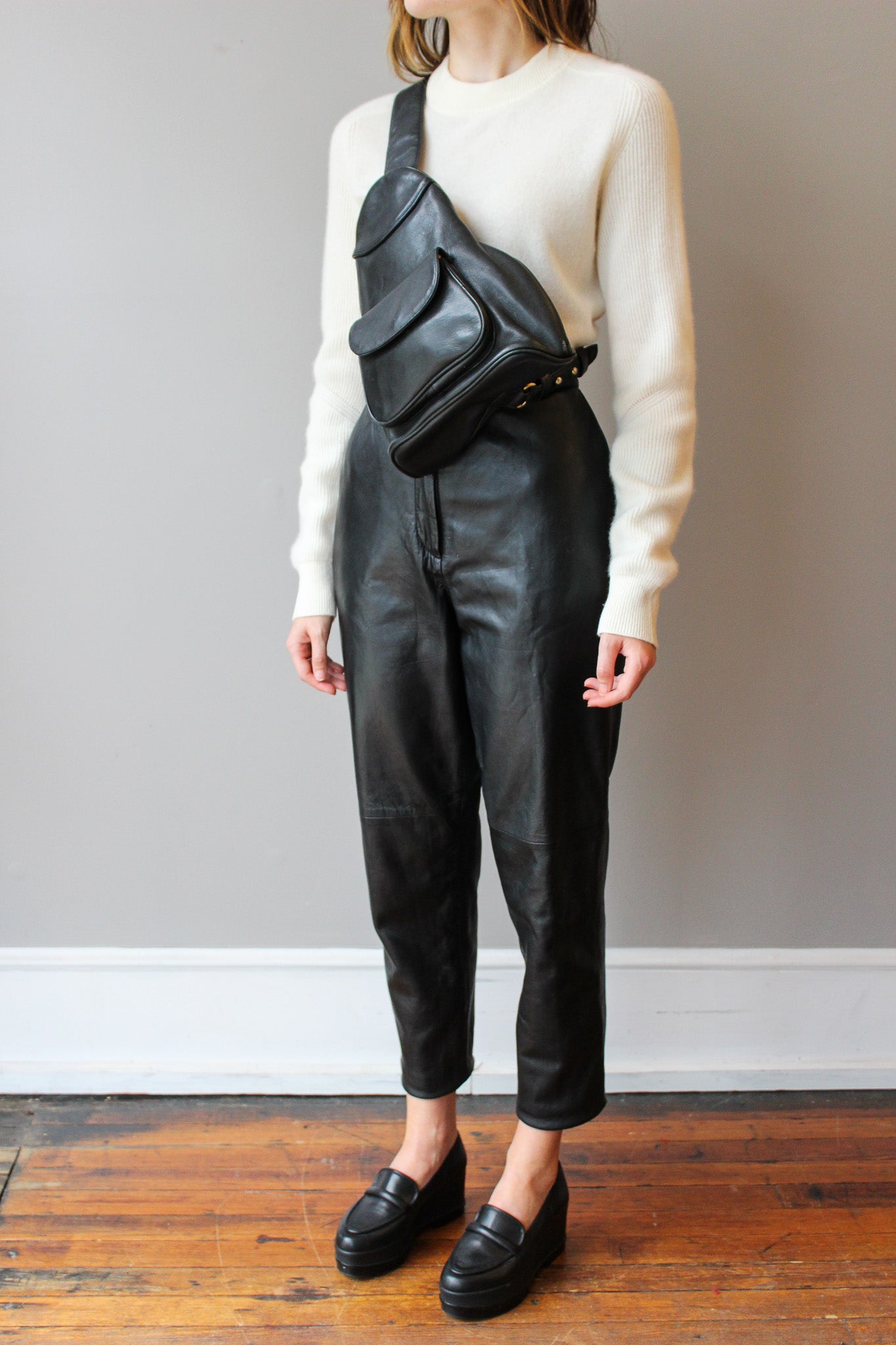 Vintage Soft Black Leather Pants Size S