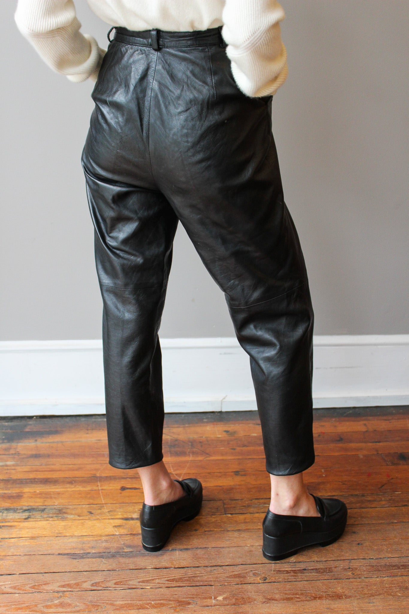 Vintage Soft Black Leather Pants Size S