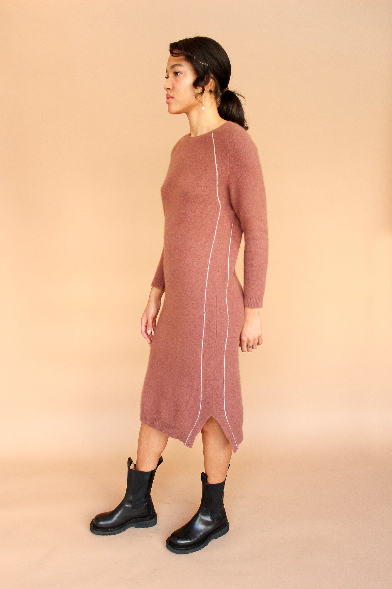 Vintage Mauve Raccoon Knit Dress Size M