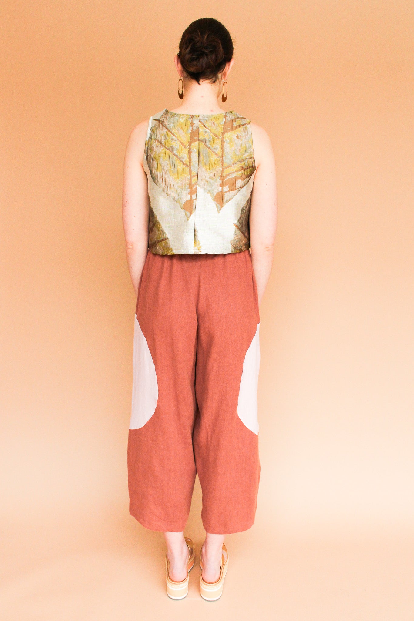 Handmade Circle Pocket Linen Pants in Rust + Rose Size XS-L