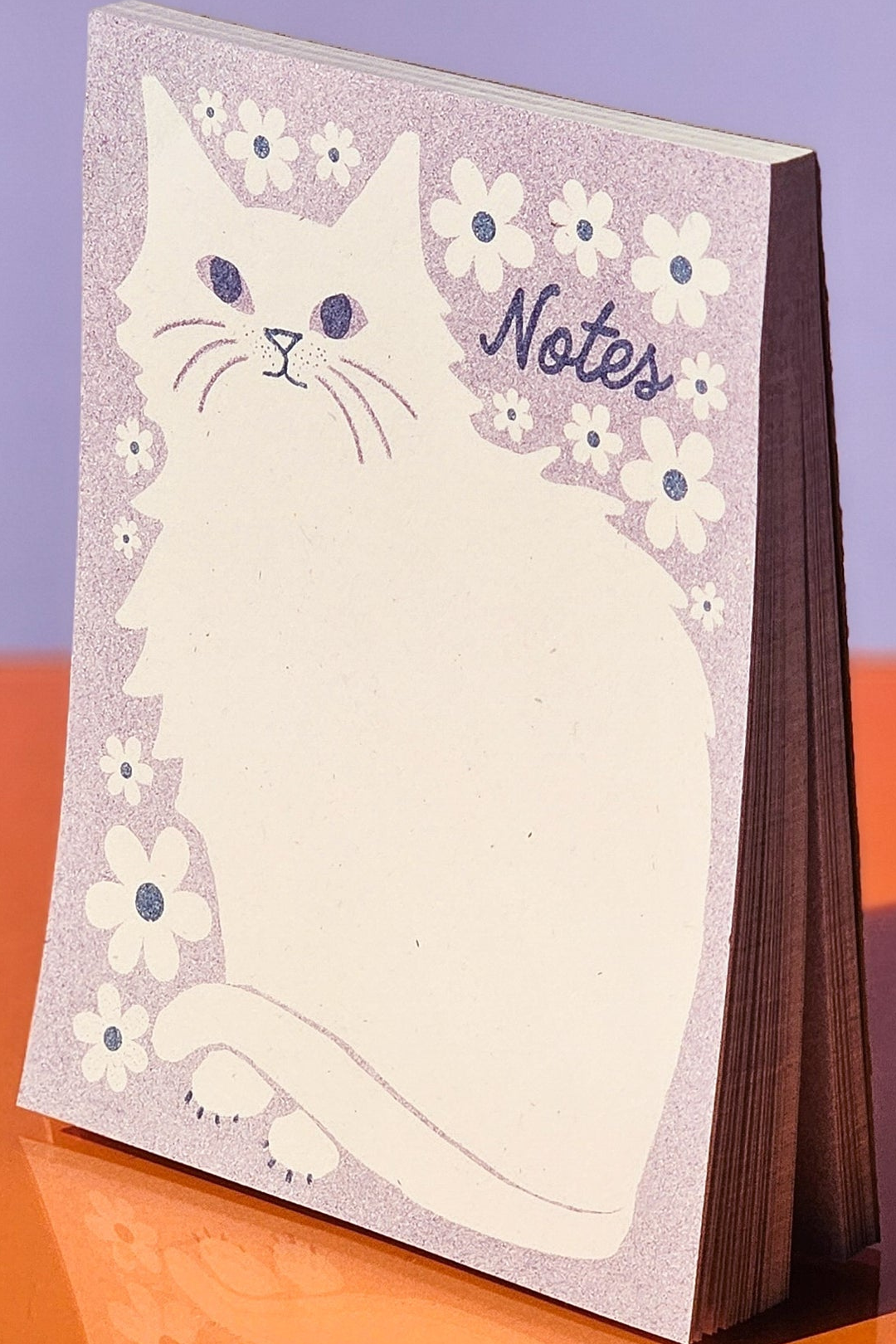 Lavender Floral Cat Notepad