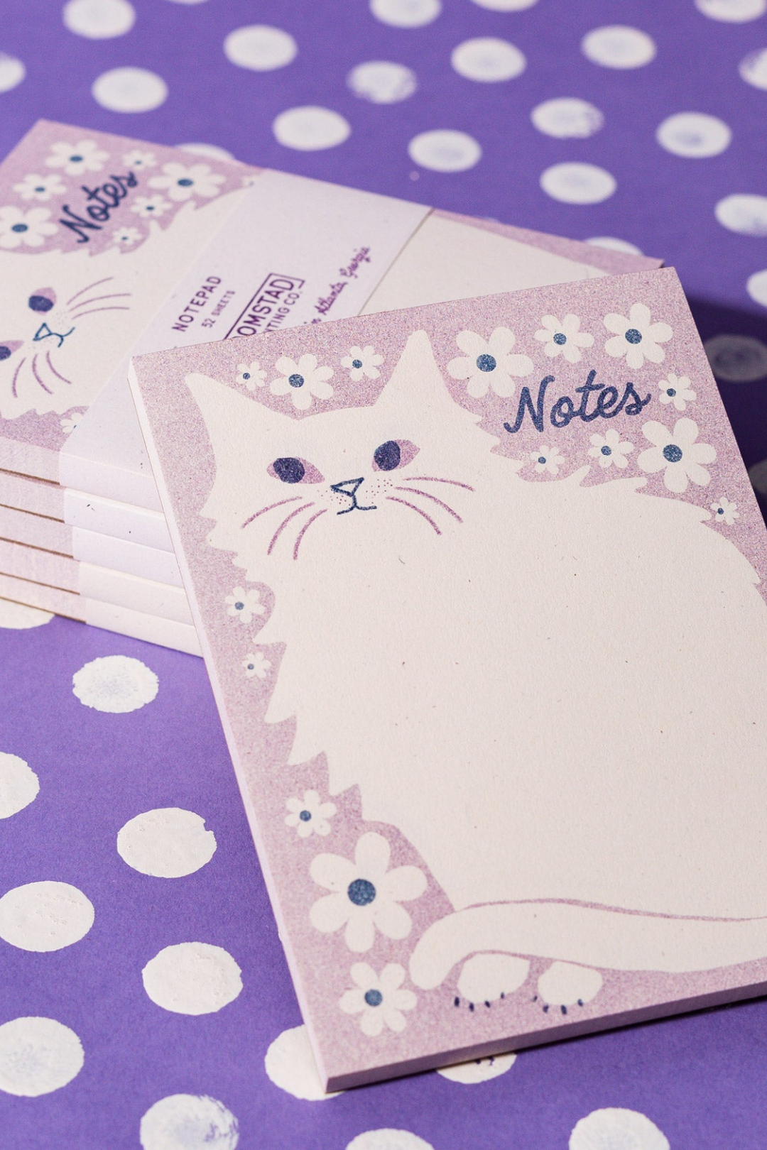 Lavender Floral Cat Notepad