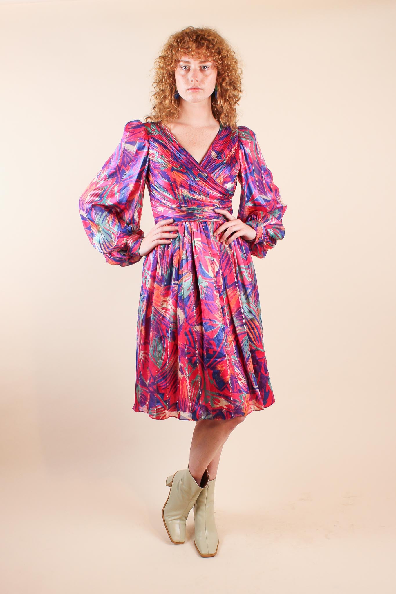 Vintage Morton Myles Fuchsia Silk Dress Size S