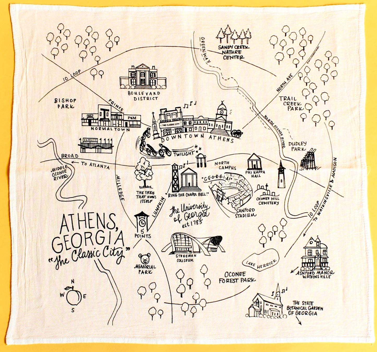 Map Flour Sack Tea Towel