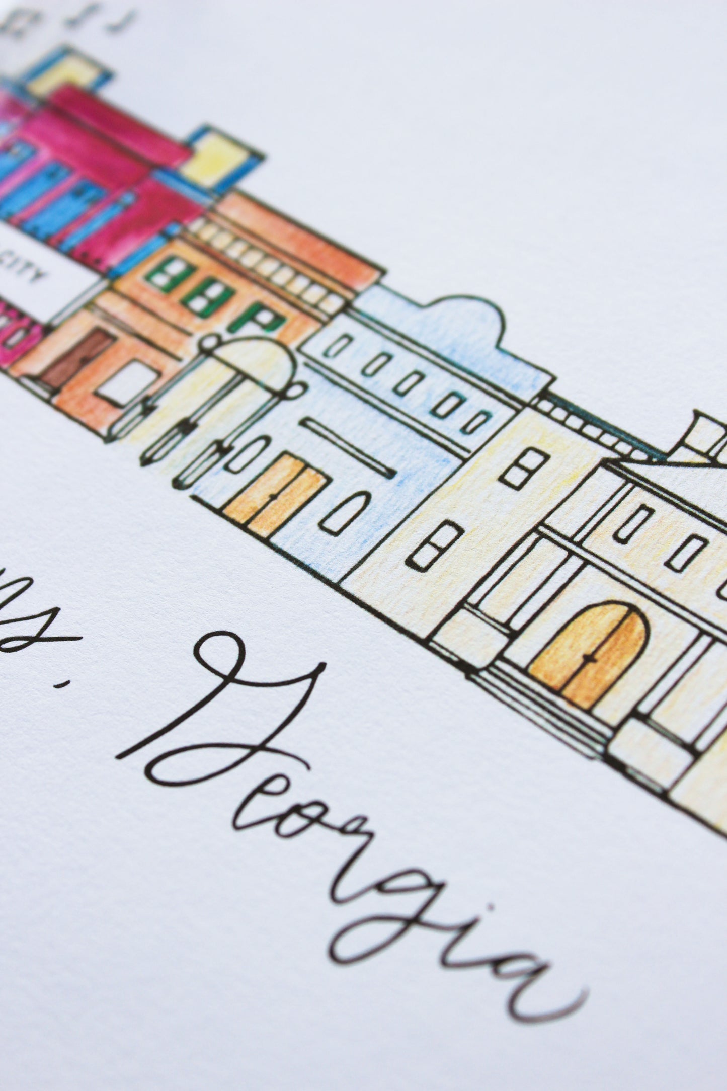 Athens Watercolor Skyline Print