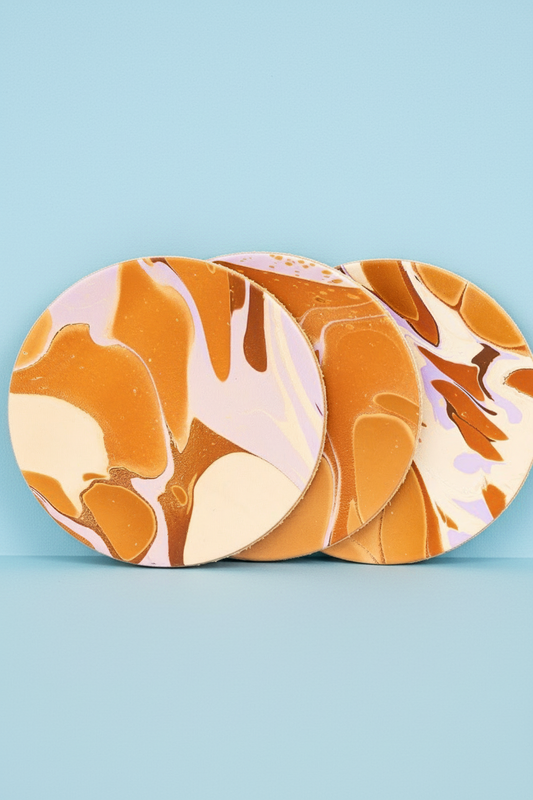 Leather Marbled Coaster Set