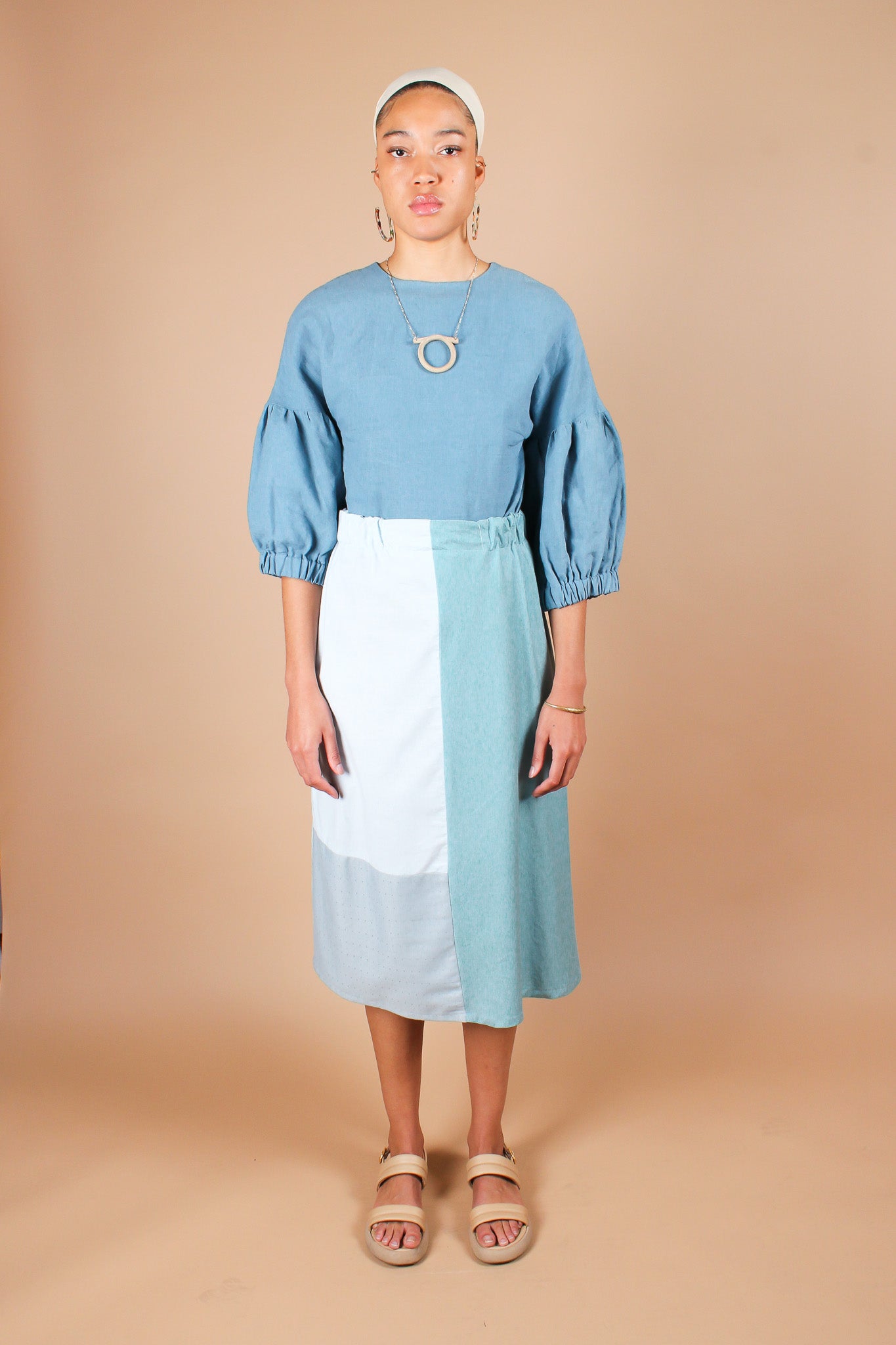Upcycled Blueberry Midi Skirt Size S