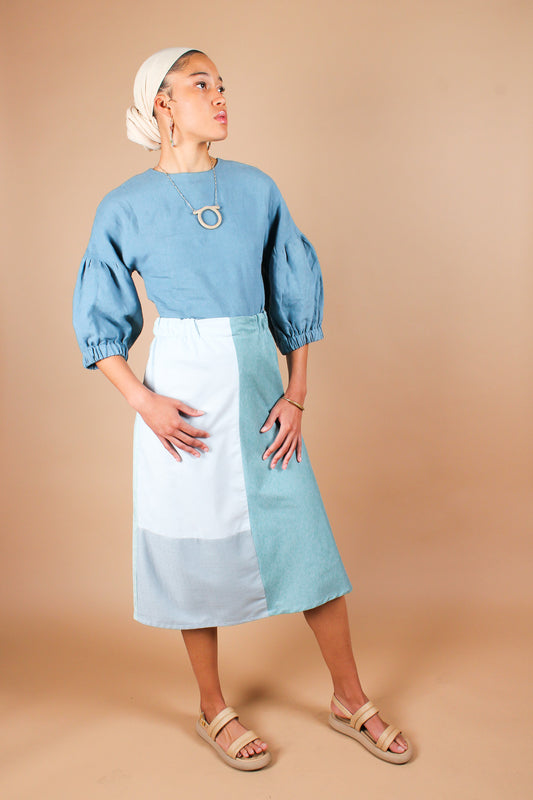 Upcycled Blueberry Midi Skirt Size S
