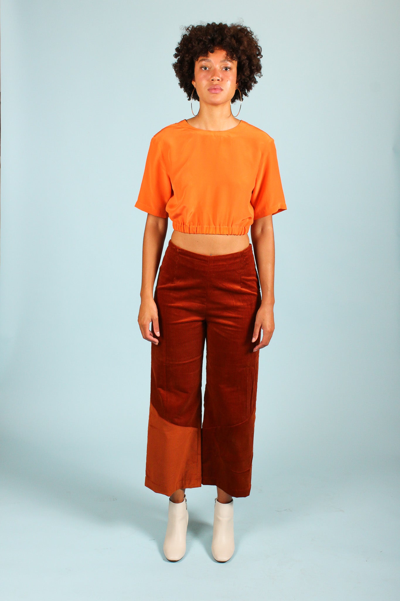 Handmade Corduroy Pants in Rust Size S
