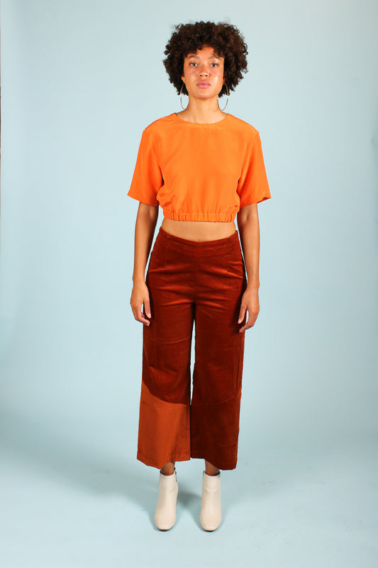 Handmade Corduroy Pants in Rust Size S