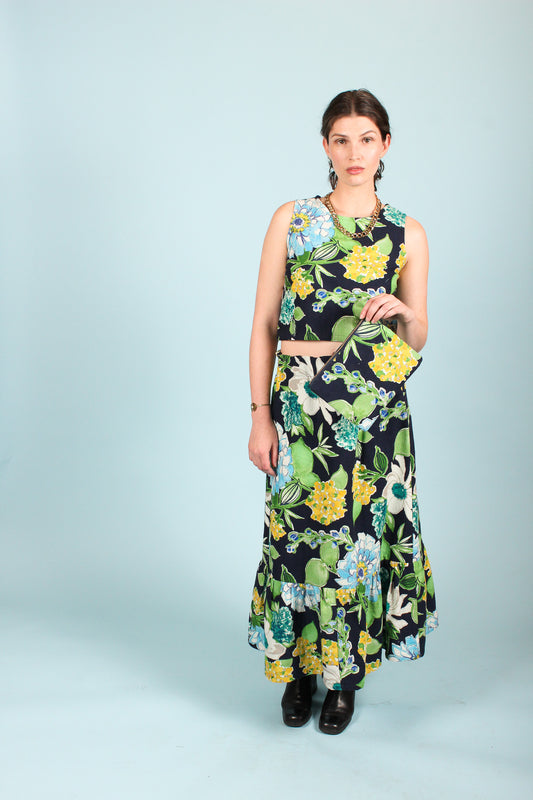 Handmade Maxi Skirt in Midnight Garden Size M
