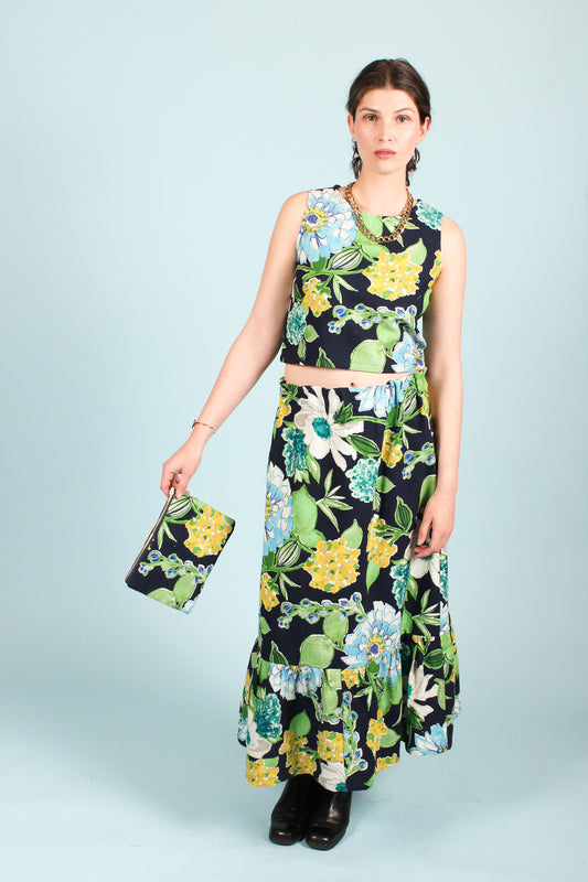 Handmade Crop Tank in Midnight Garden