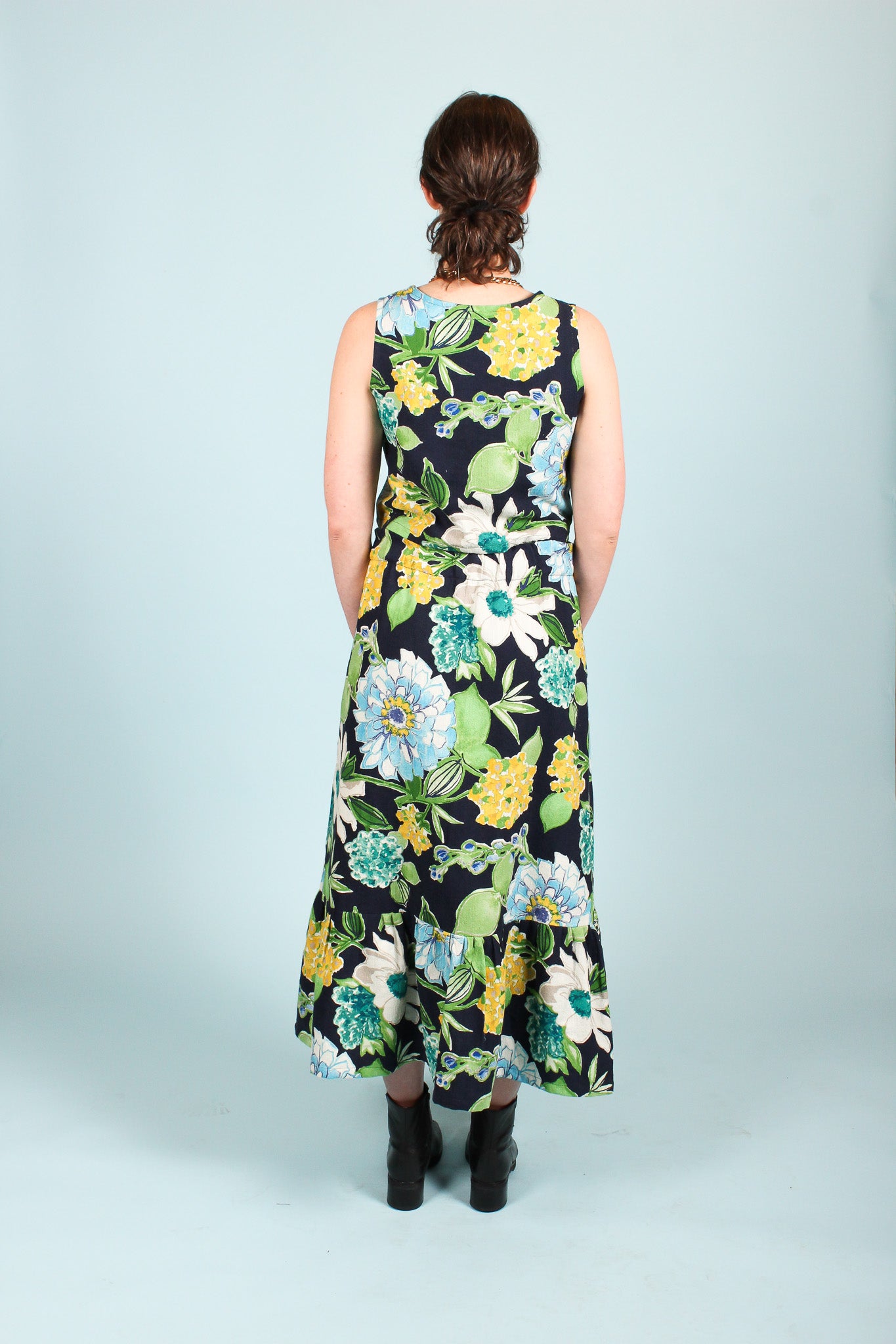 Handmade Crop Tank in Midnight Garden