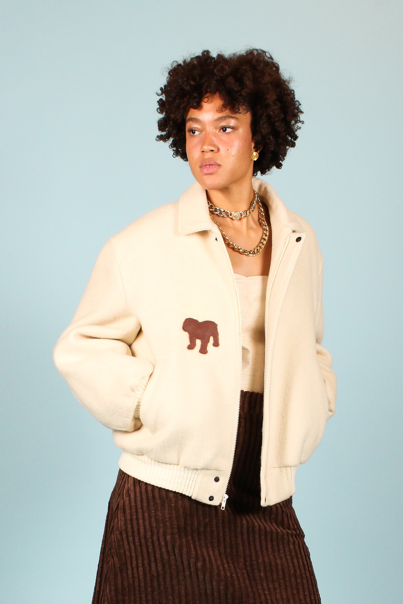 Redesigned Vintage Bulldog Wool Bomber Size XL