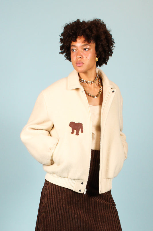 Redesigned Vintage Bulldog Wool Bomber Size XL