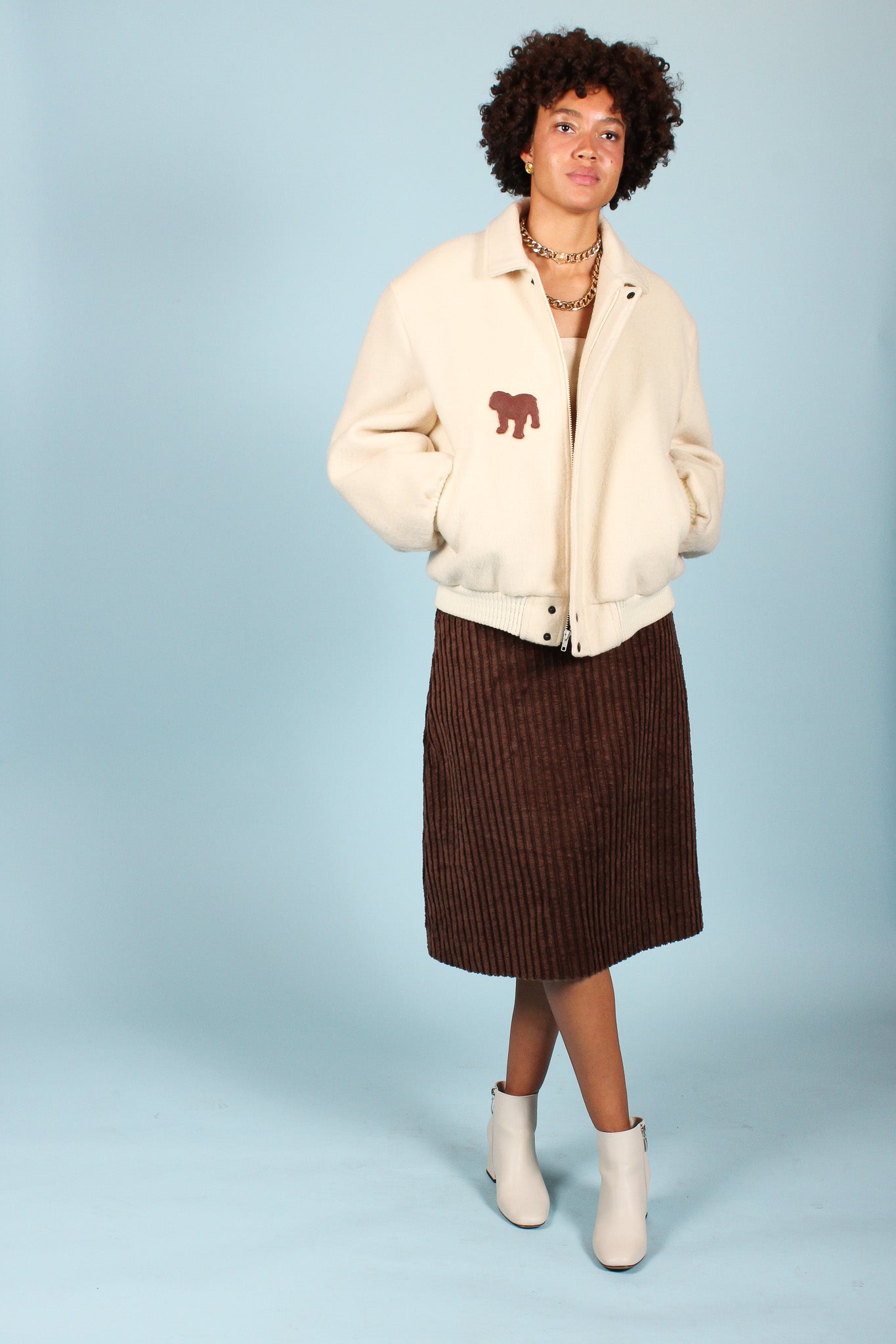 Redesigned Vintage Bulldog Wool Bomber Size XL