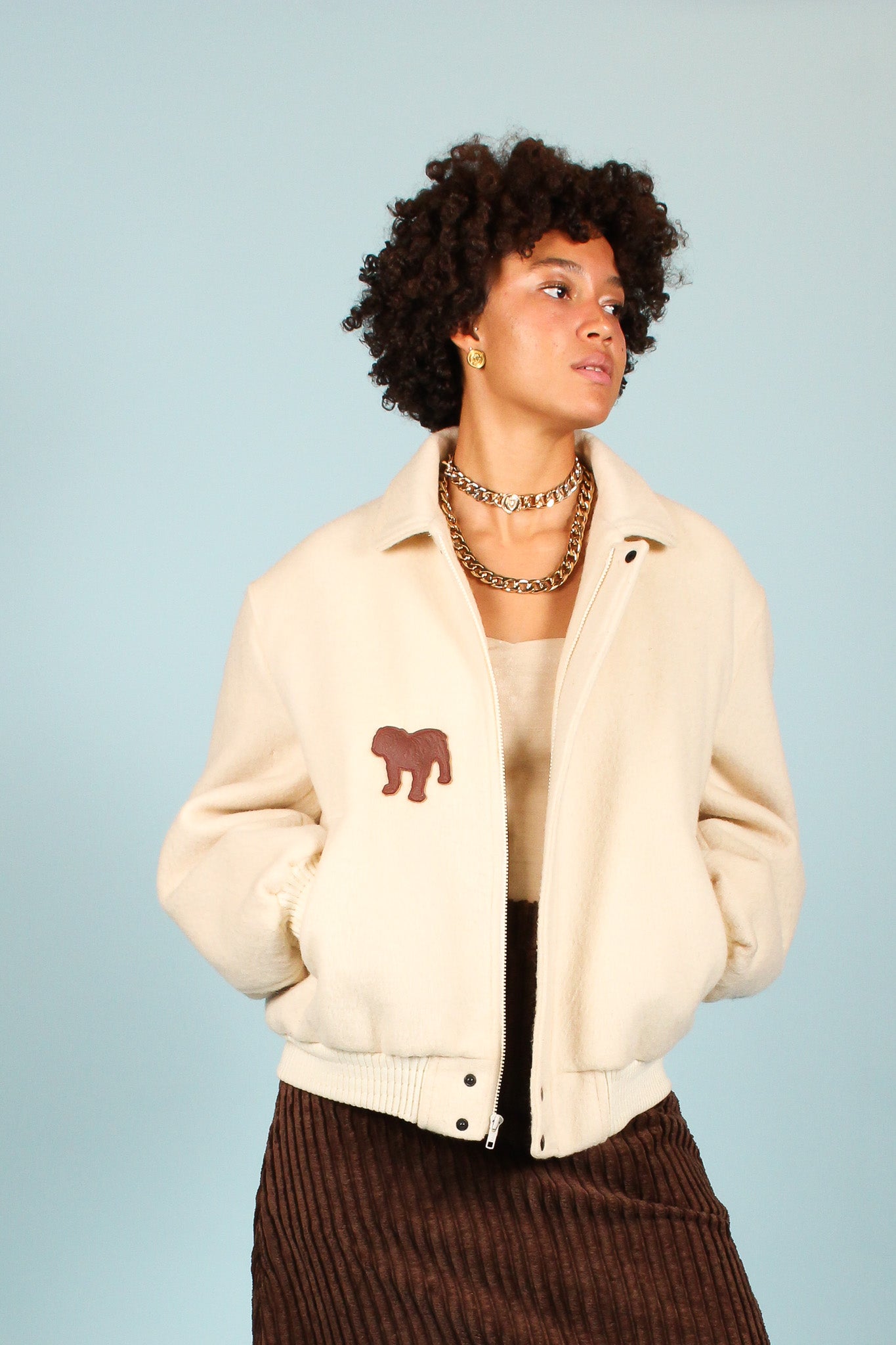 Redesigned Vintage Bulldog Wool Bomber Size XL