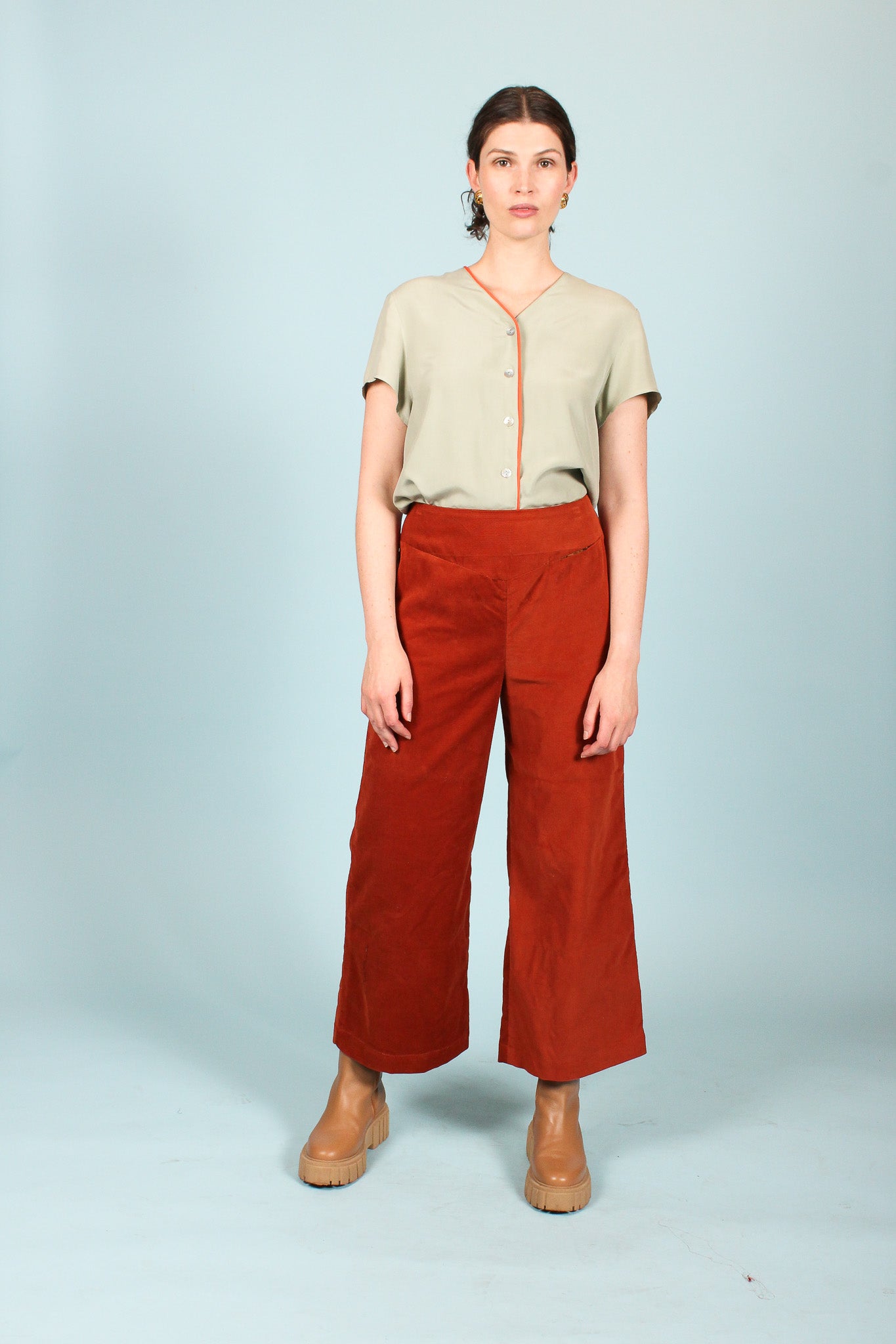 Redesigned Silk Trim Shirt in Oyster Size S