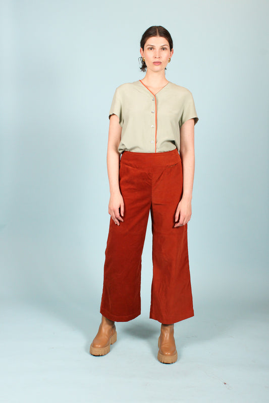 Handmade Yoke Front Corduroy Pants in Rust Size L
