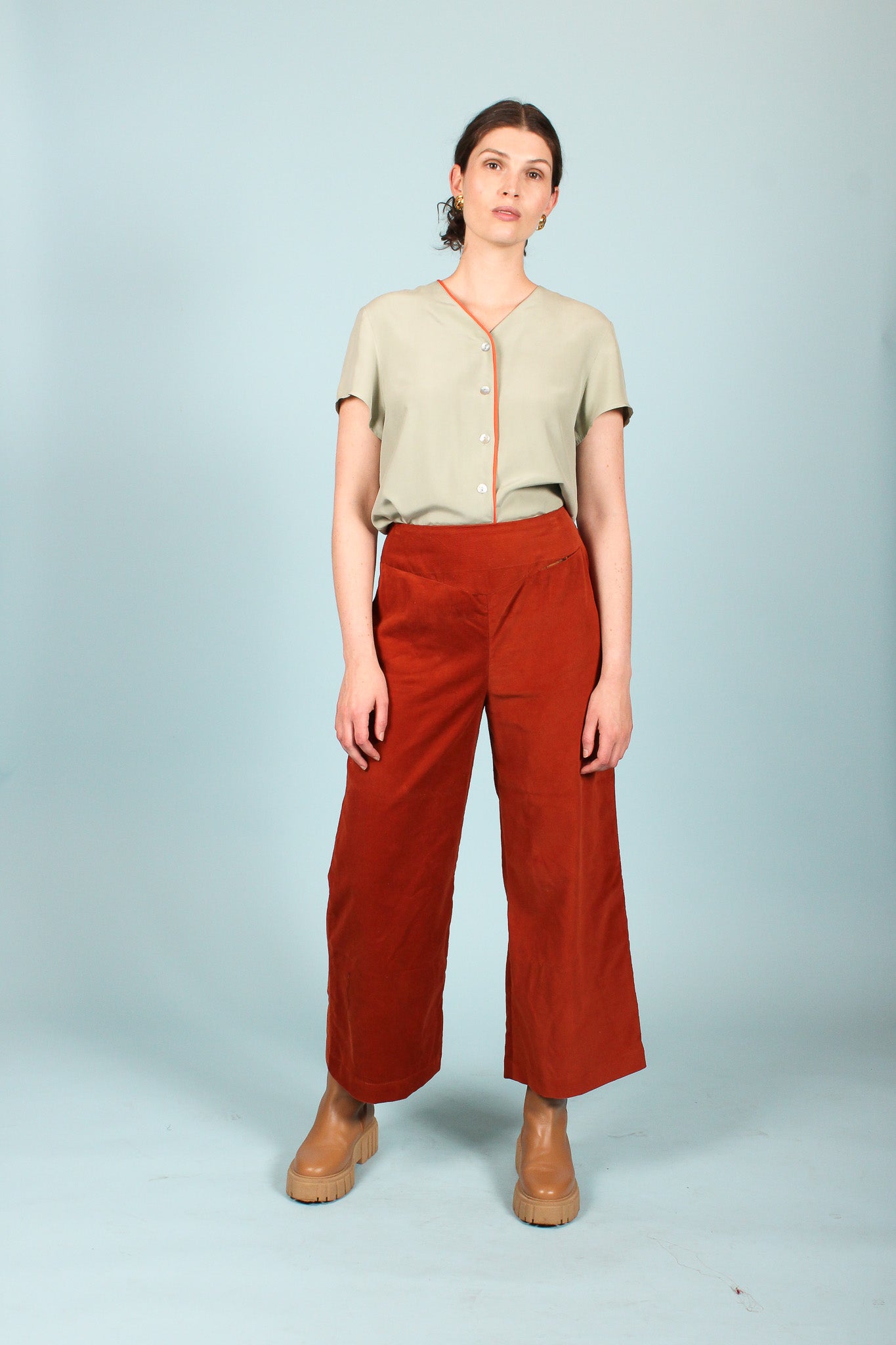 Redesigned Silk Trim Shirt in Oyster Size S