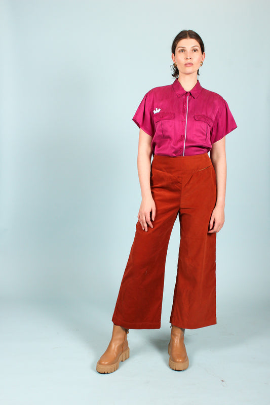 Redesigned Silk Trim Shirt in Fuchsia Size M