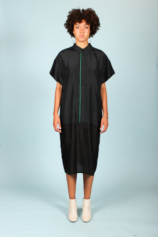 Redesigned Silk Trim Dress in Raven Size XL