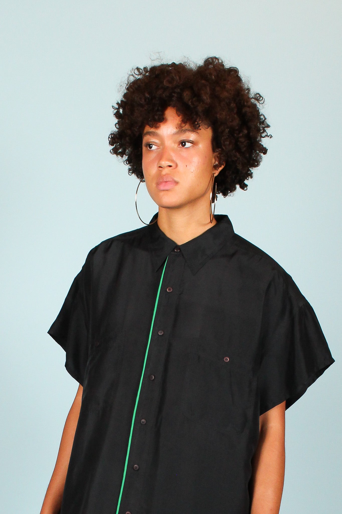 Redesigned Silk Trim Dress in Raven Size XL