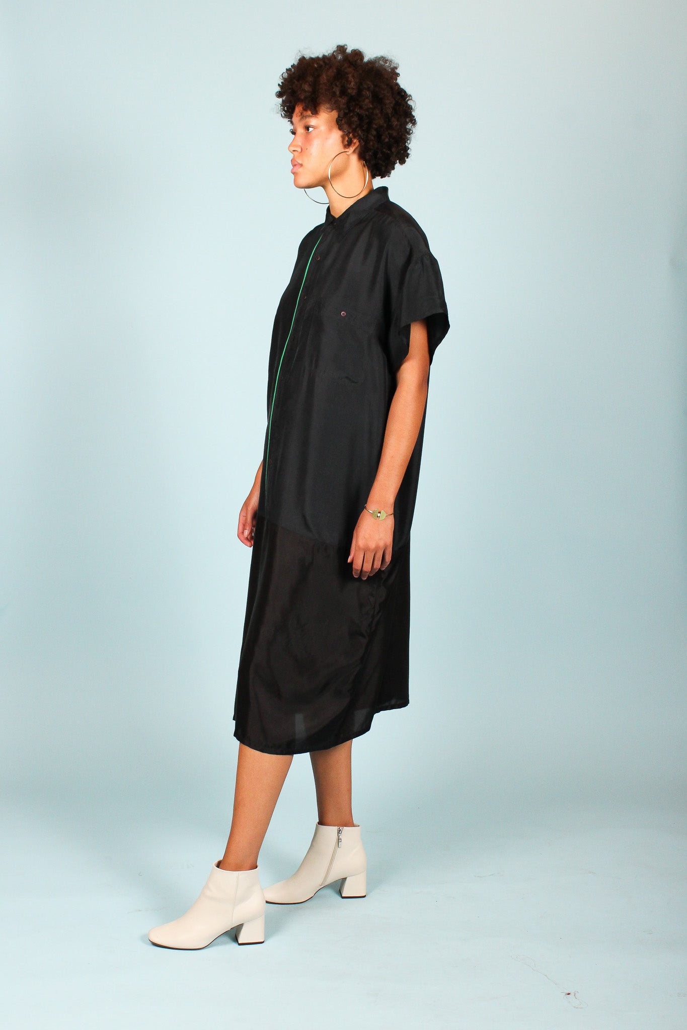 Redesigned Silk Trim Dress in Raven Size XL