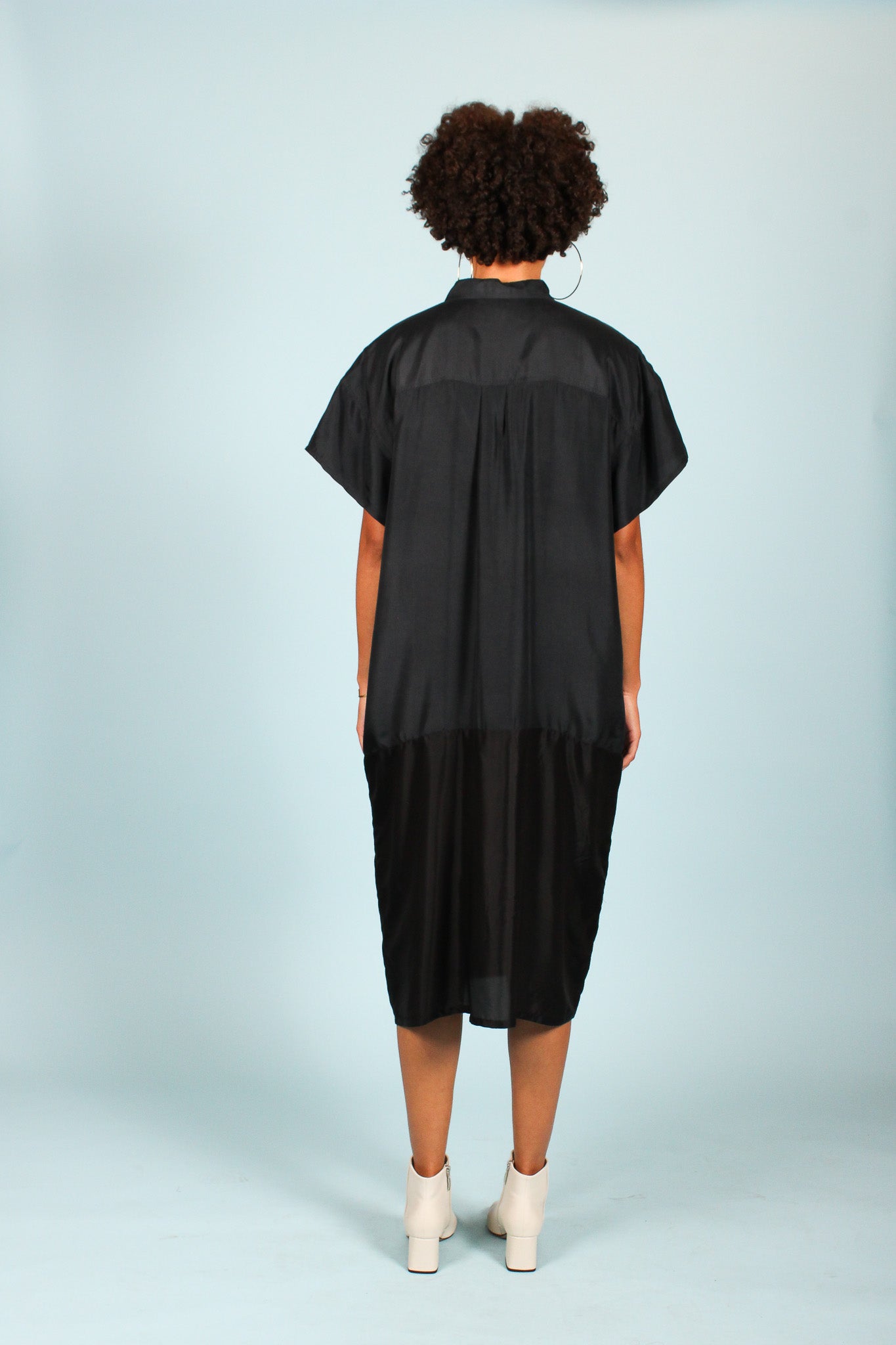 Redesigned Silk Trim Dress in Raven Size XL
