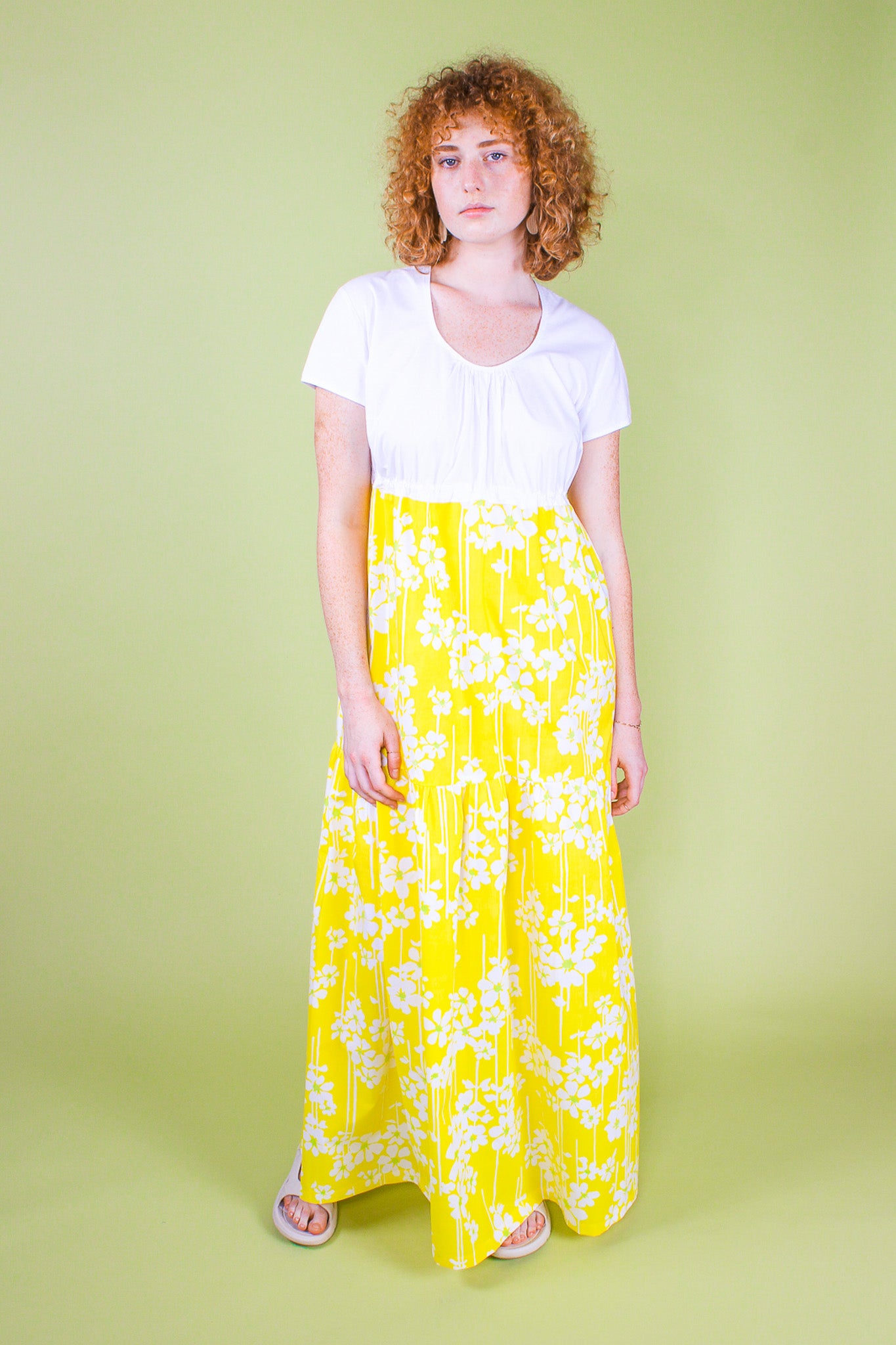 Handmade Lemon Floral Maxi Dress Size L