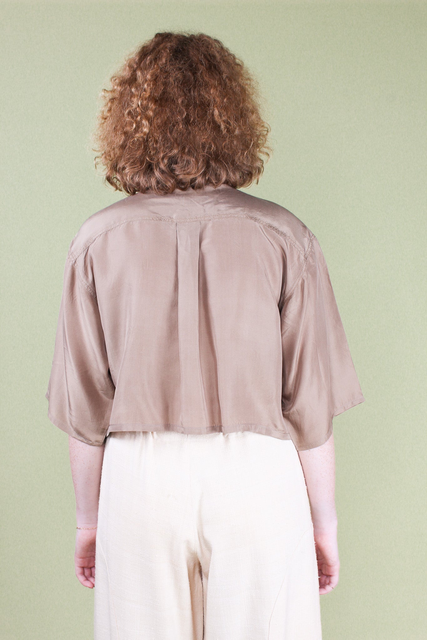 Redesigned Cremini Silk Crop Shirt Size M