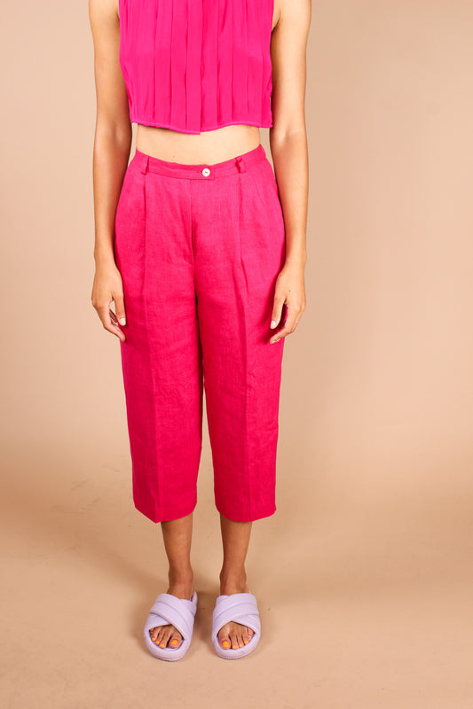 Redesigned Pink Linen Crop Pants Size S