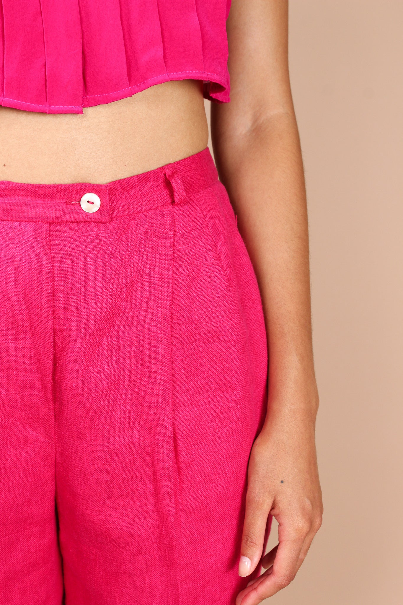 Redesigned Pink Linen Crop Pants Size S