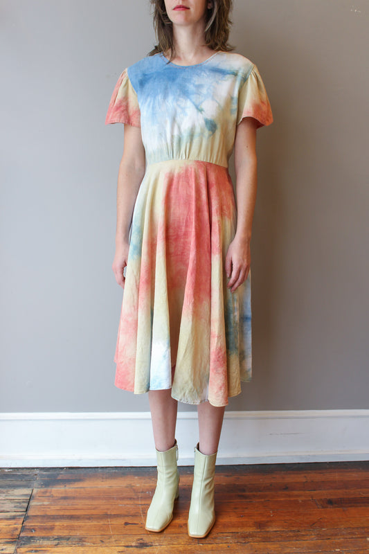 Vintage Handmade Tie-Dye Linen Dress Size XL