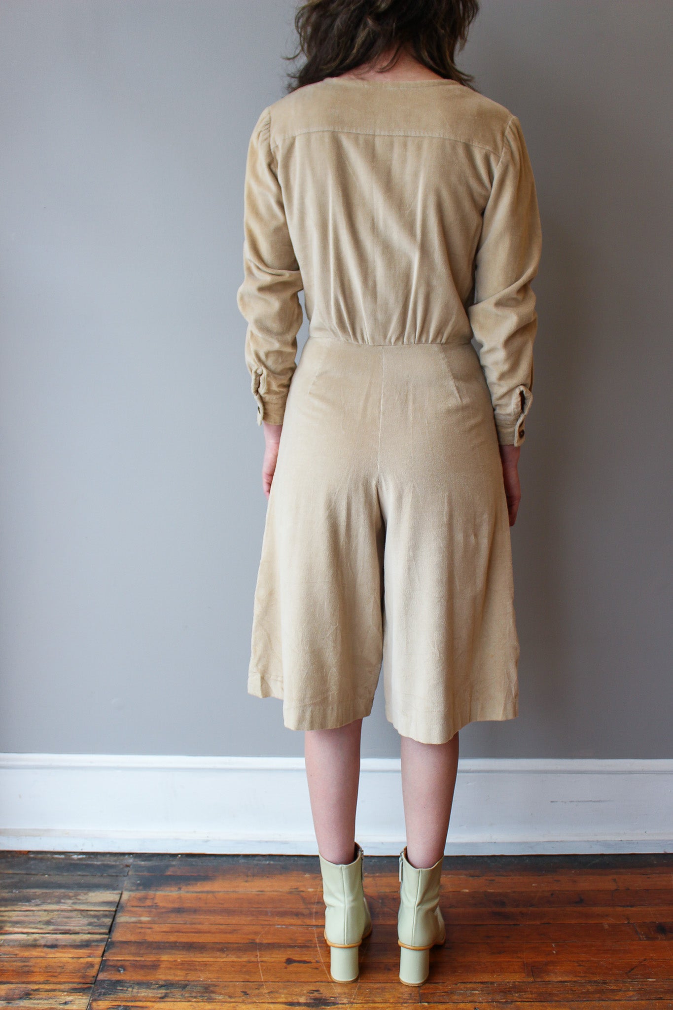 Vintage Corduroy Culotte Jumpsuit Size S
